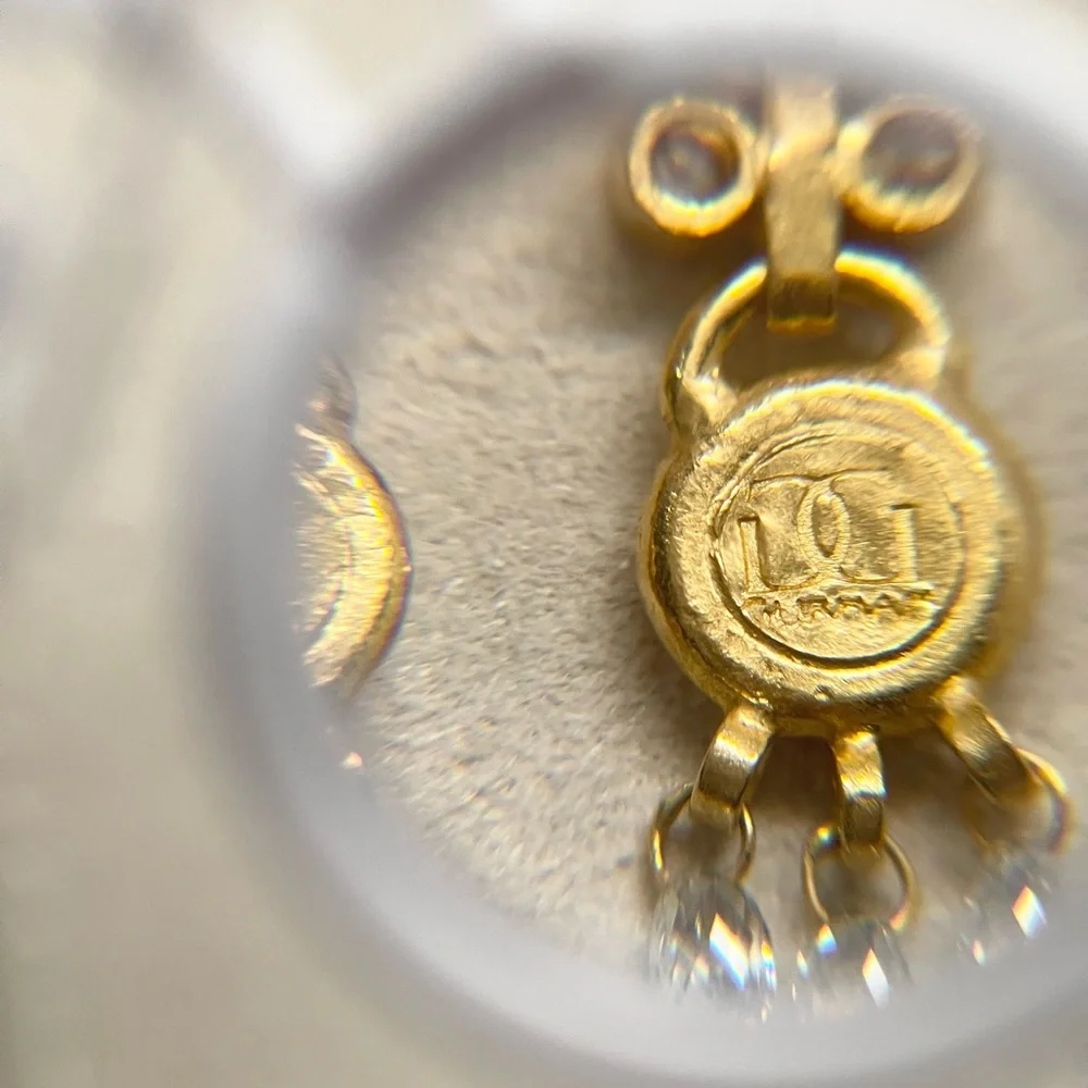 24K Yellow Gold and Diamond Earrings Designed and Hand Made by Gurhan Couture - Picture 7 of 11